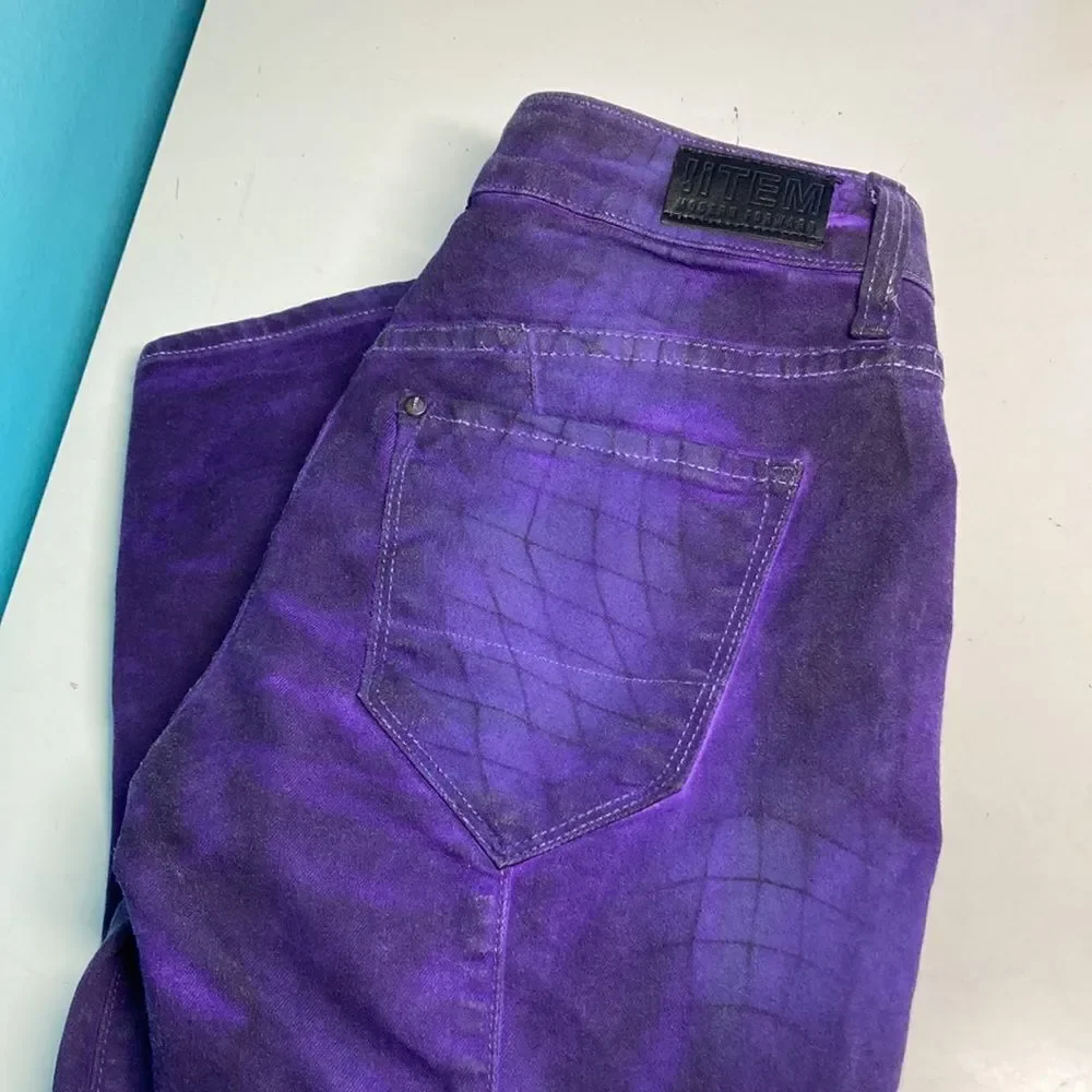 ! ITEM Purple Low Rise Skinny Jeans Fitted Racer Womens Size 26